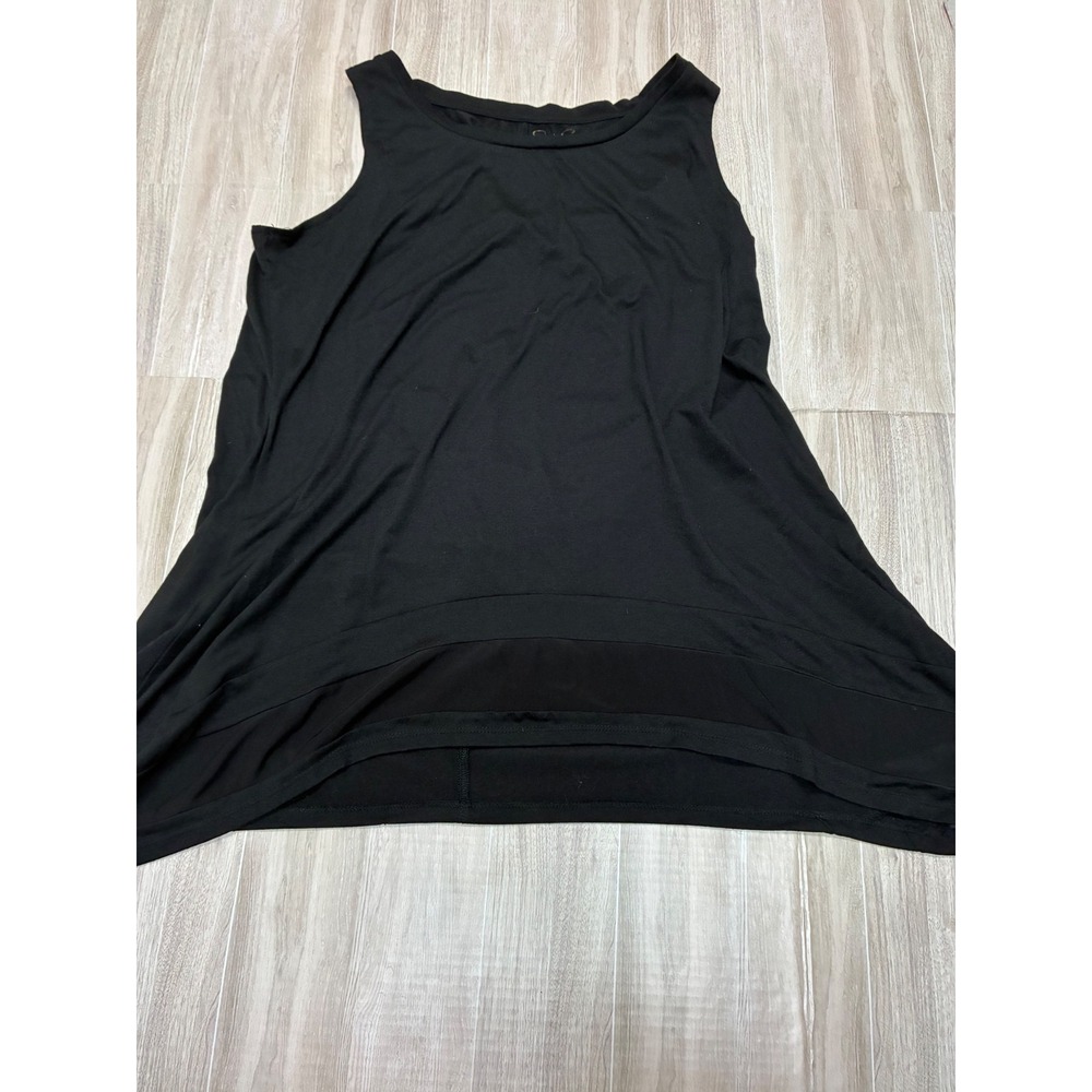 Jessica Simpson The Warm Up Black Sharkbite Hem Mesh Activewear Tank Top 1X - Picture 2 of 5